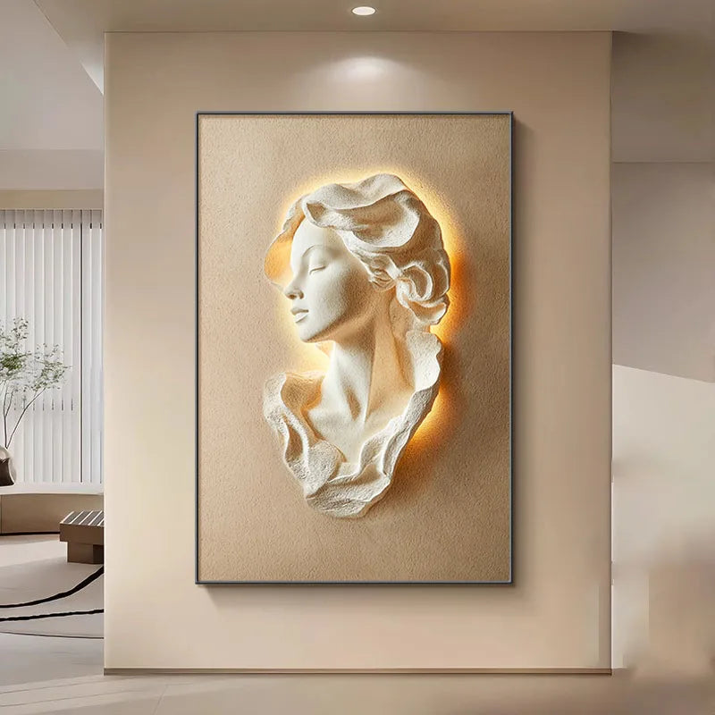 Minimally Abstract Entrance Hall Decoration Painting Hallway Hanging Painting Background Wall Lighting Painting Led Room Light