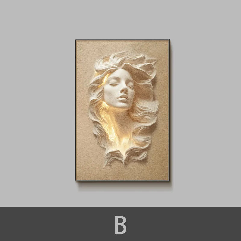 Minimally Abstract Entrance Hall Decoration Painting Hallway Hanging Painting Background Wall Lighting Painting Led Room Light