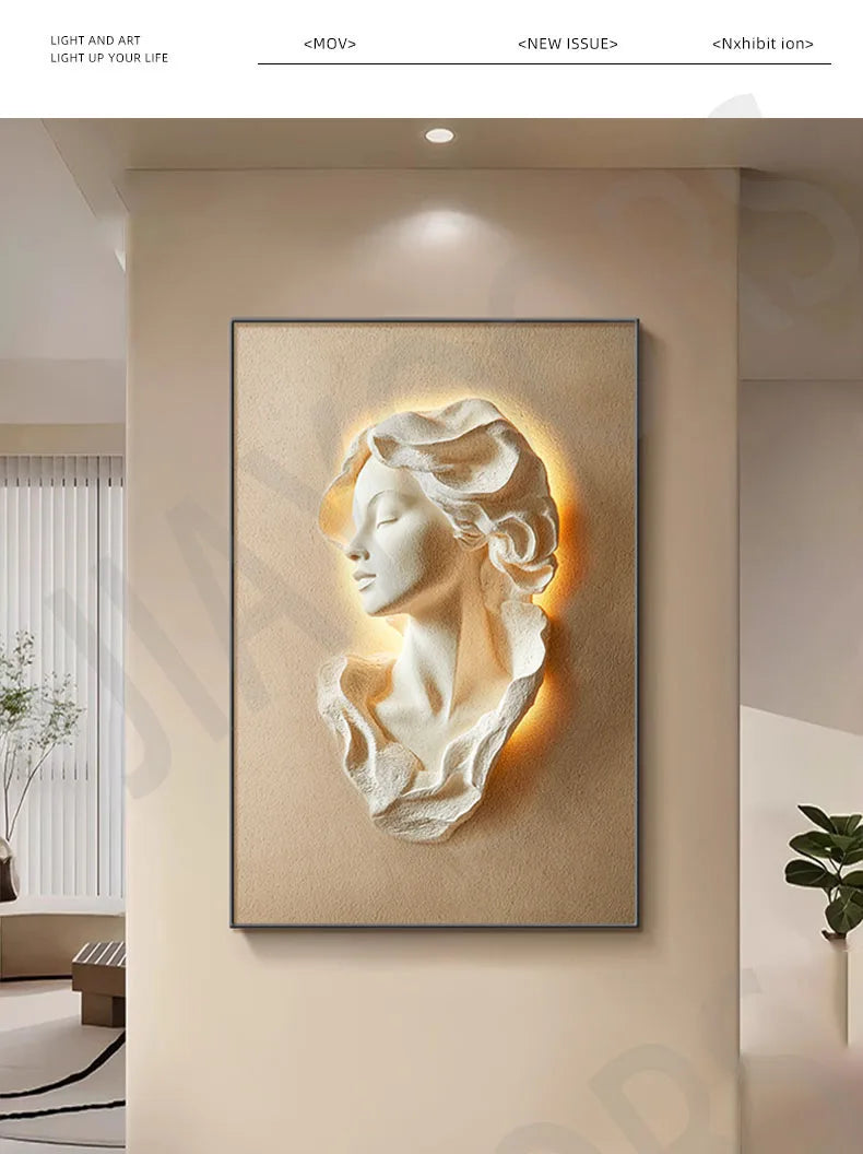 Minimally Abstract Entrance Hall Decoration Painting Hallway Hanging Painting Background Wall Lighting Painting Led Room Light
