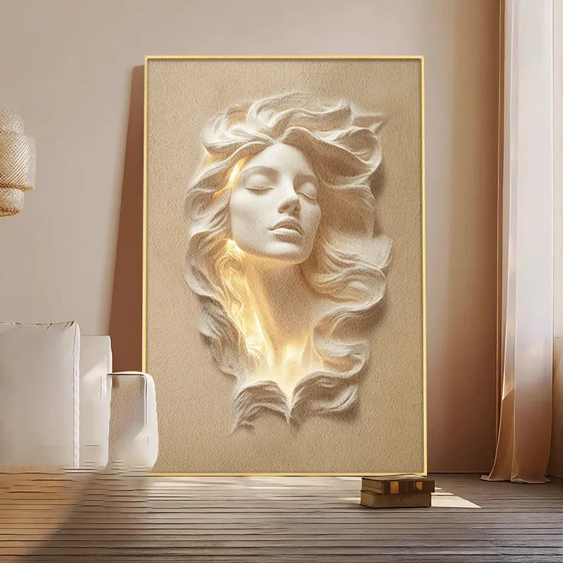 Minimally Abstract Entrance Hall Decoration Painting Hallway Hanging Painting Background Wall Lighting Painting Led Room Light